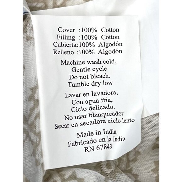 Single (1) CAROL & FRANK 20"x26" Standard Cotton PILLOW SHAM Beige/White Geo NEW - Picture 4 of 4